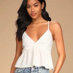 NWOT* Lulus white eyelet peplum top